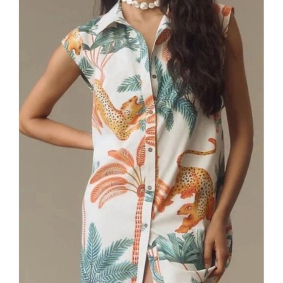 Maeve x Anthropologie The Lillian cap-sleeve button-front midi dress Medium - Picture 3 of 15